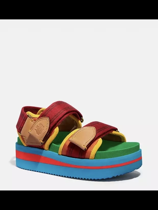Coach Shoes - Colorblock Platform Sandal in Red, Yellow & Green